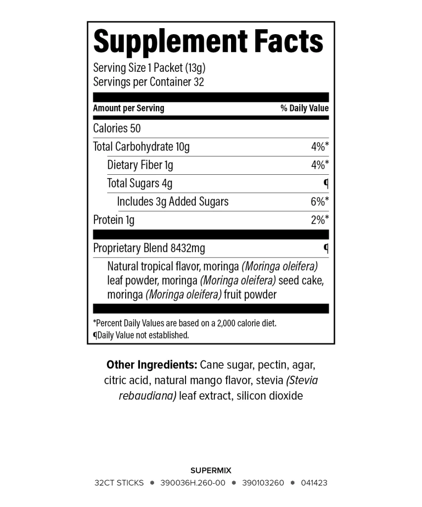 supermix nutritional information