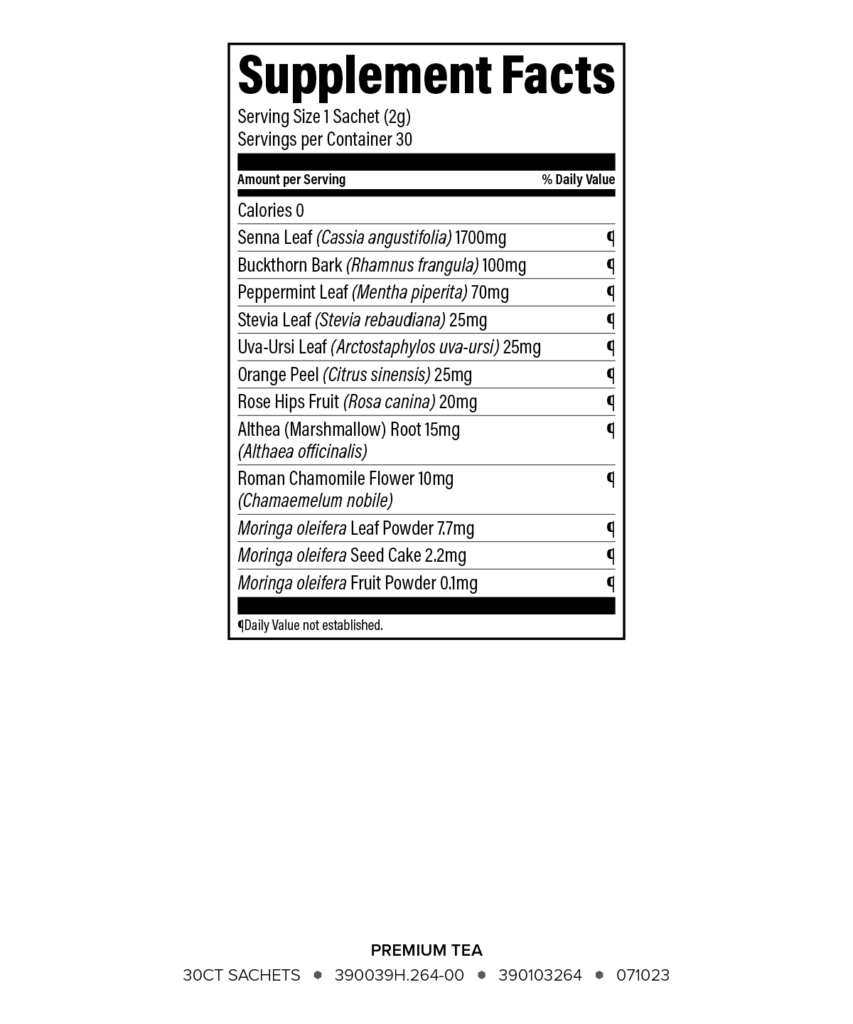 premium tea nutritional information