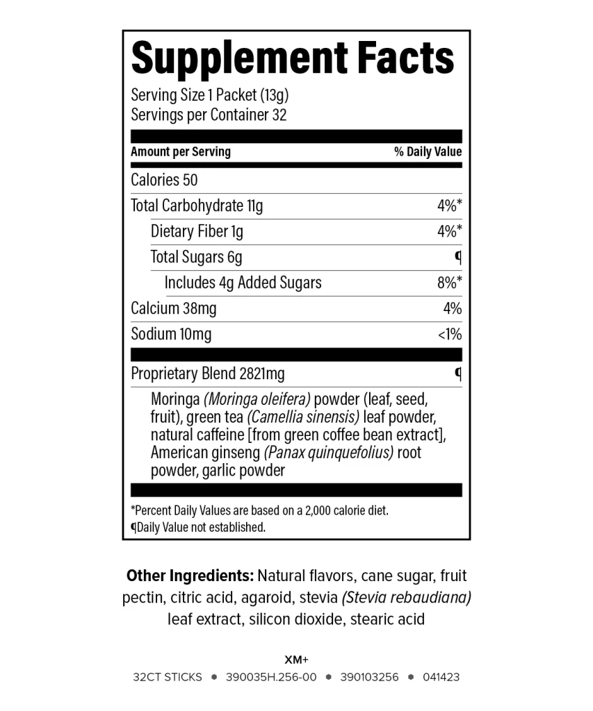 xm+ nutritional information