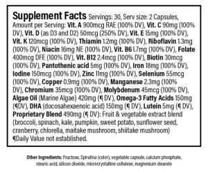 PuraPlant 21 Supplement Nutrition Facts